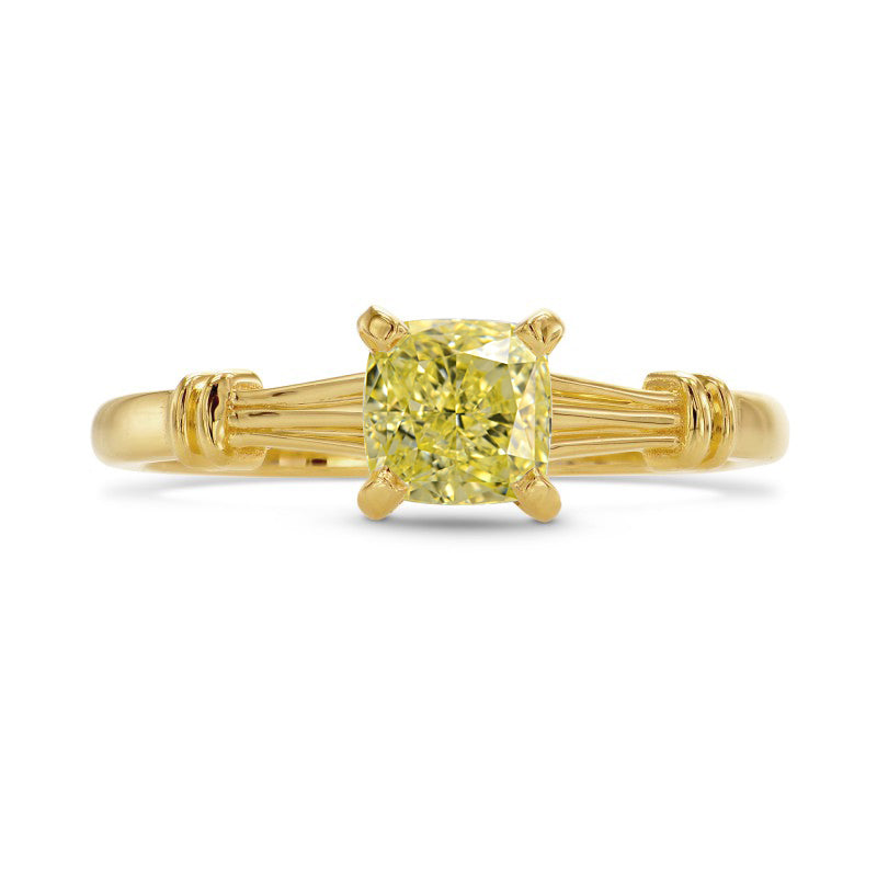 Fancy Yellow Cushion Diamond Solitaire Ring