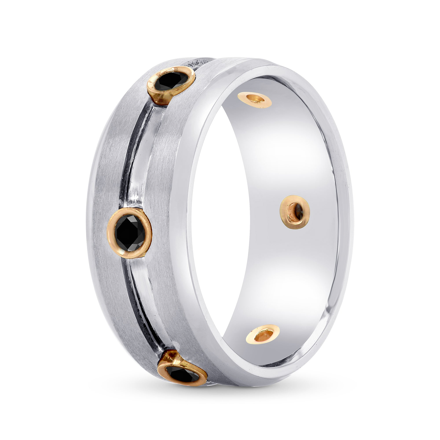 Black Diamond Gents Wedding Band Ring - 3