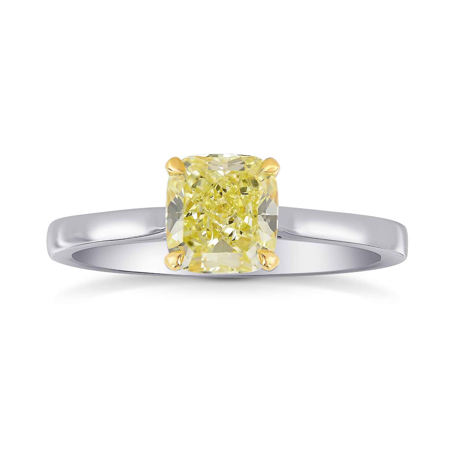 Fancy Light Yellow Cushion Diamond Solitaire Ring
