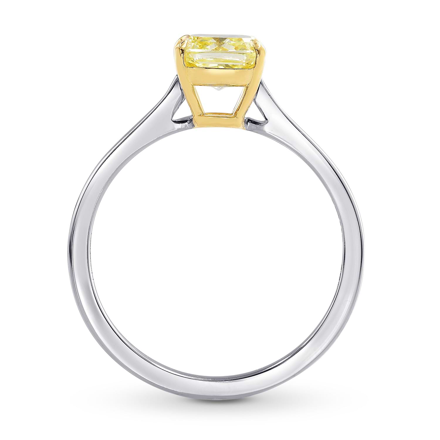 Fancy Light Yellow Cushion Diamond Solitaire Ring - 2