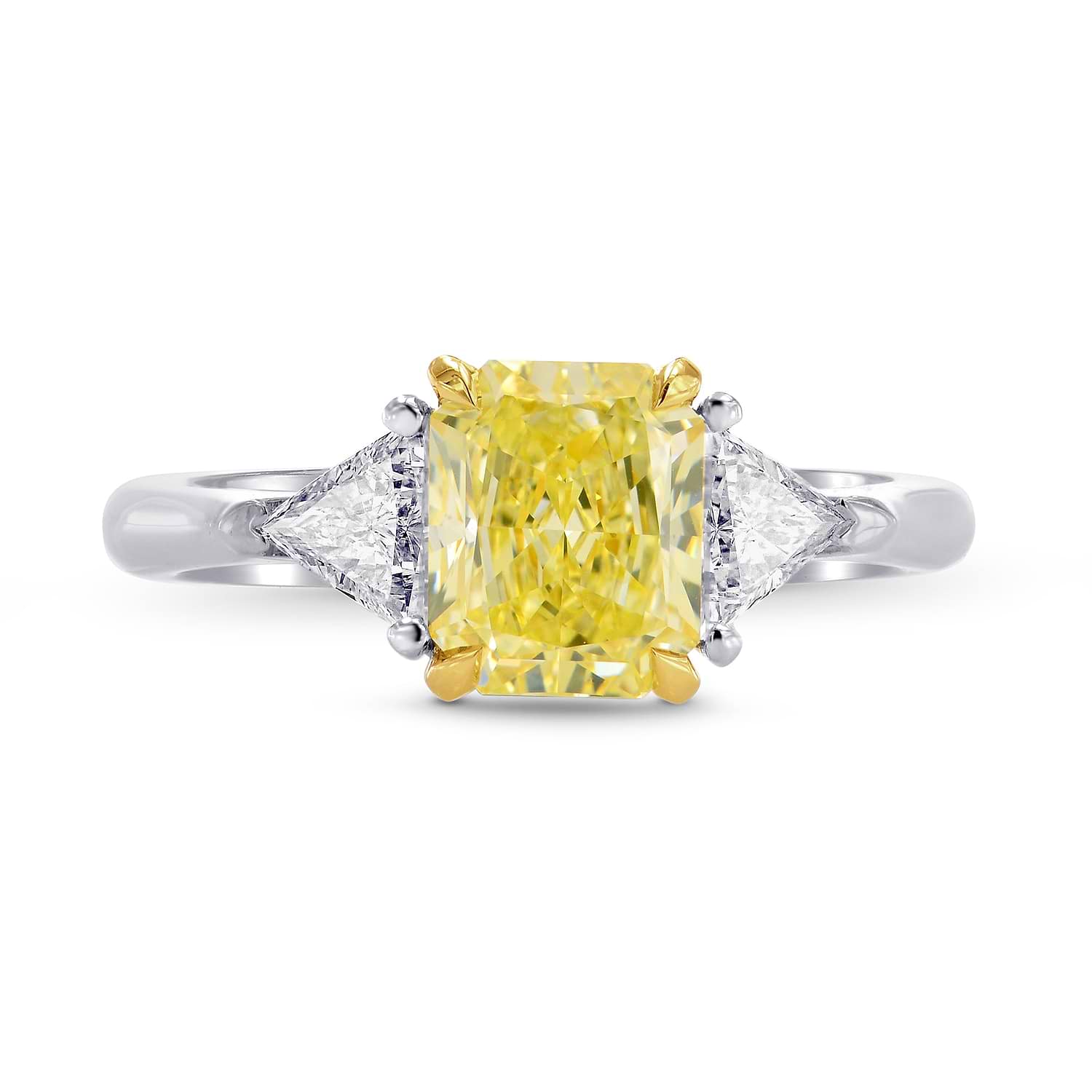 Fancy Yellow Radiant & Triangle Diamond Engagement Wedding Ring Set - 2