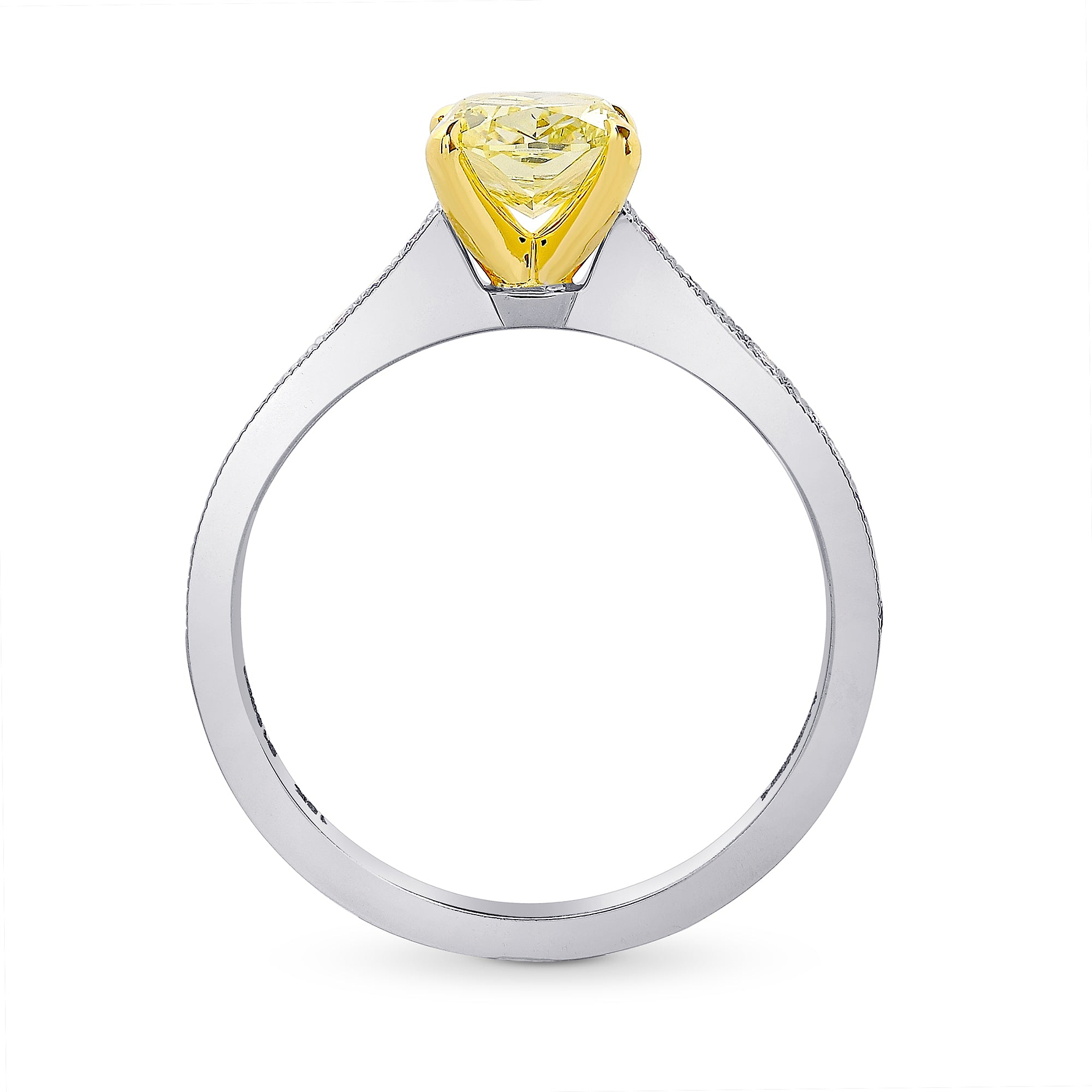 Fancy Yellow Cushion Diamond Engagement & Wedding Ring Set - 4