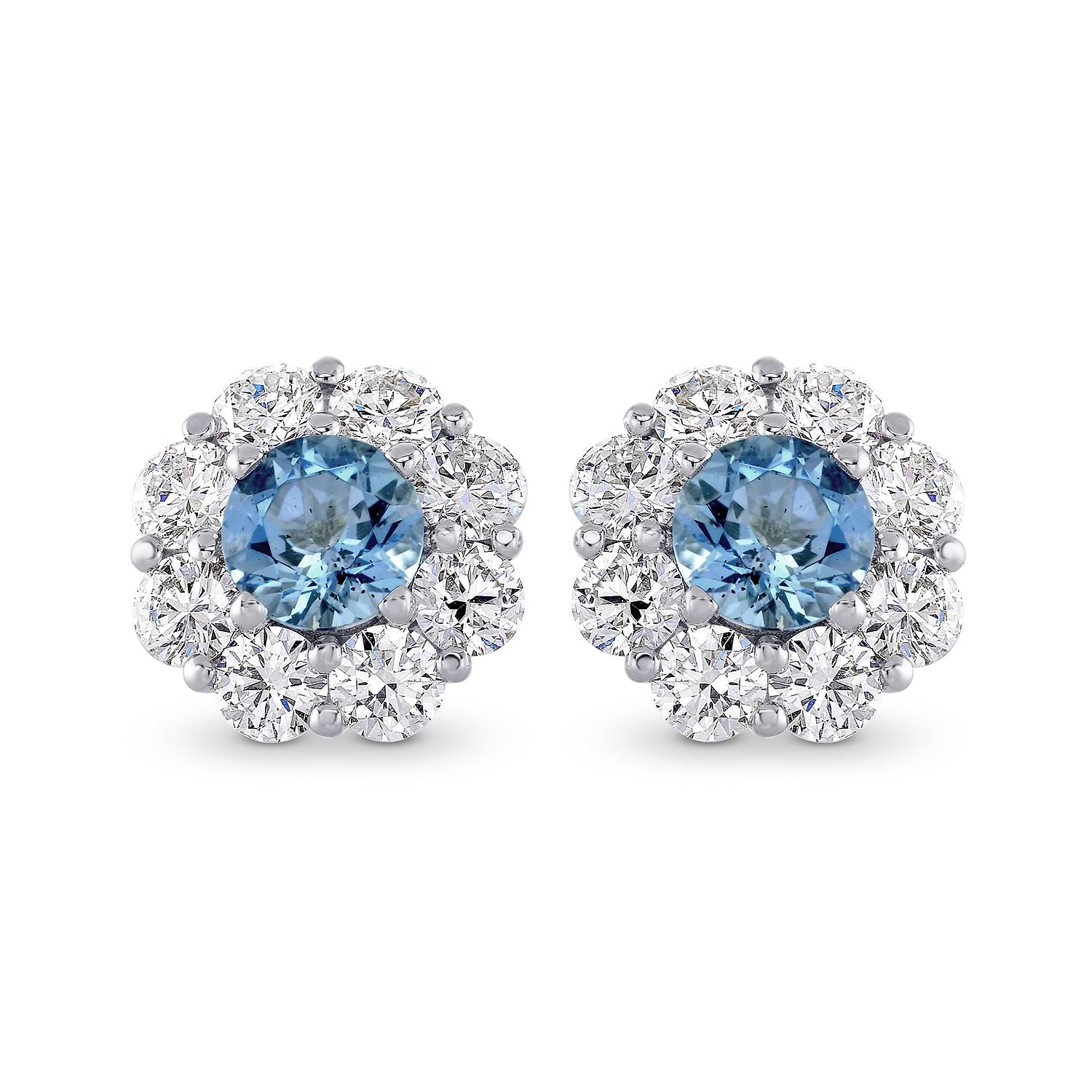 Aquamarine and Diamond Halo Earrings