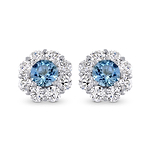 Aquamarine and Diamond Halo Earrings
