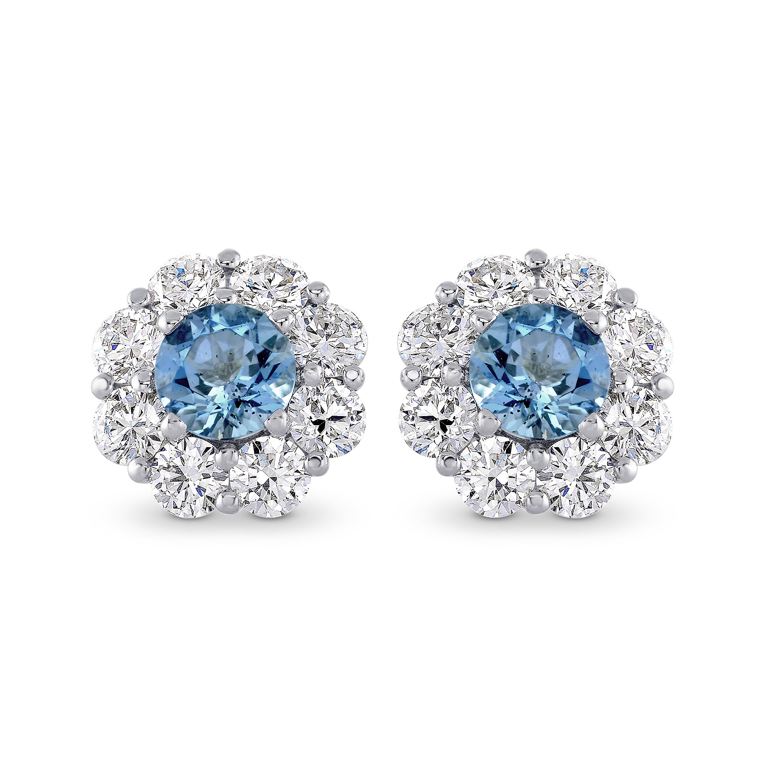 Aquamarine and Diamond Halo Earrings