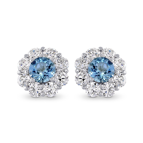 Aquamarine and Diamond Halo Earrings