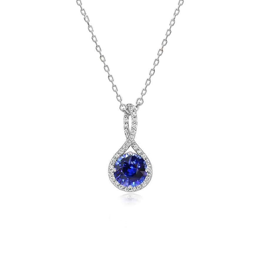 Fine Round Sapphire & Diamond Drop Pendant