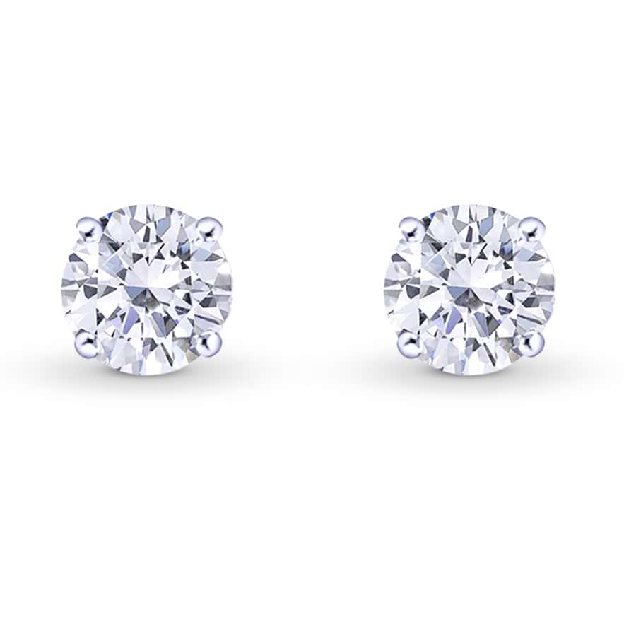 GIA, Round Brilliant Diamond Stud Earrings