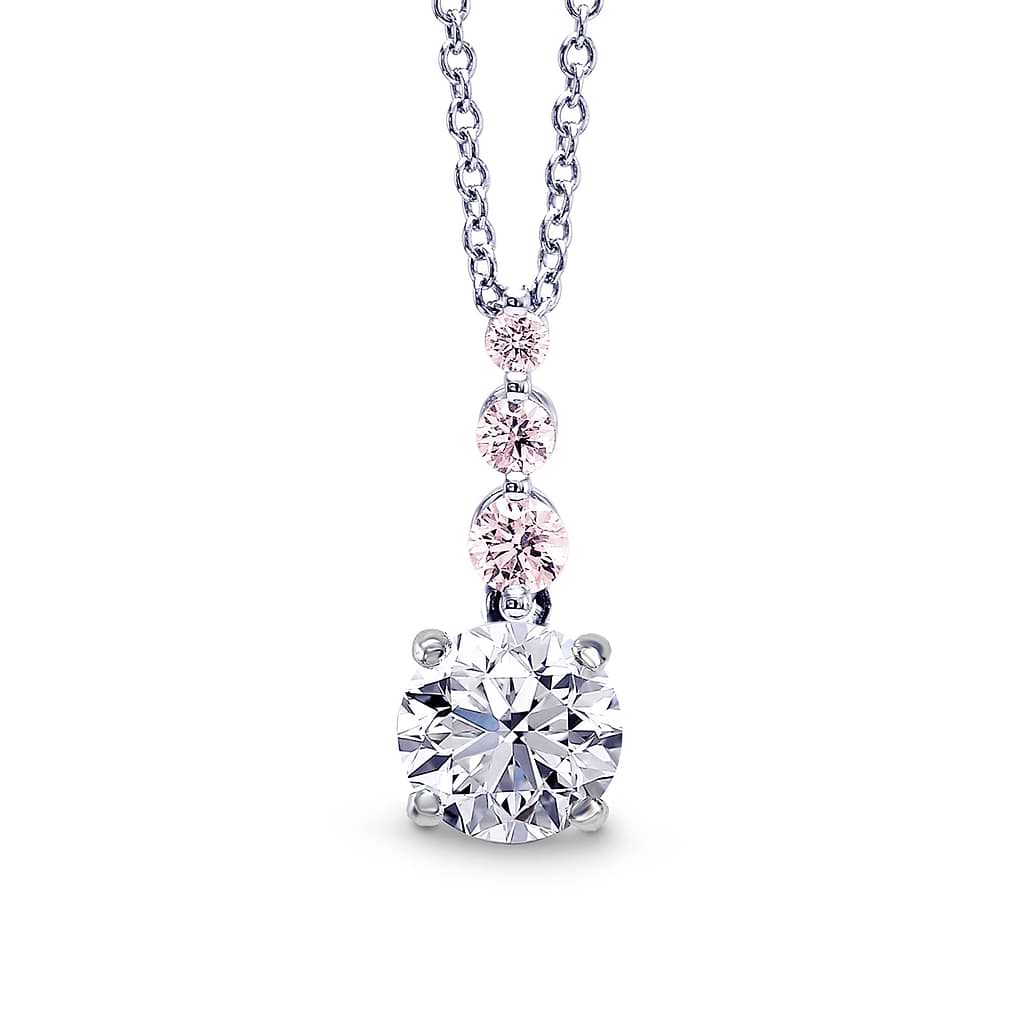 White & Pink Diamond Drop Pendant