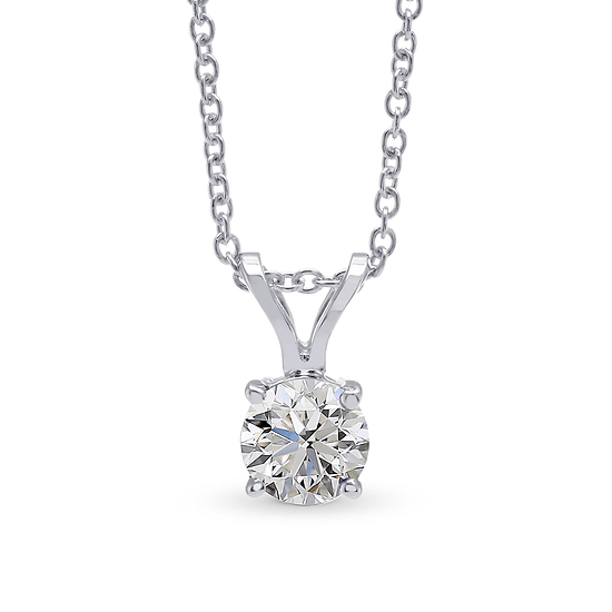 White Round Diamond Solitaire Pendant