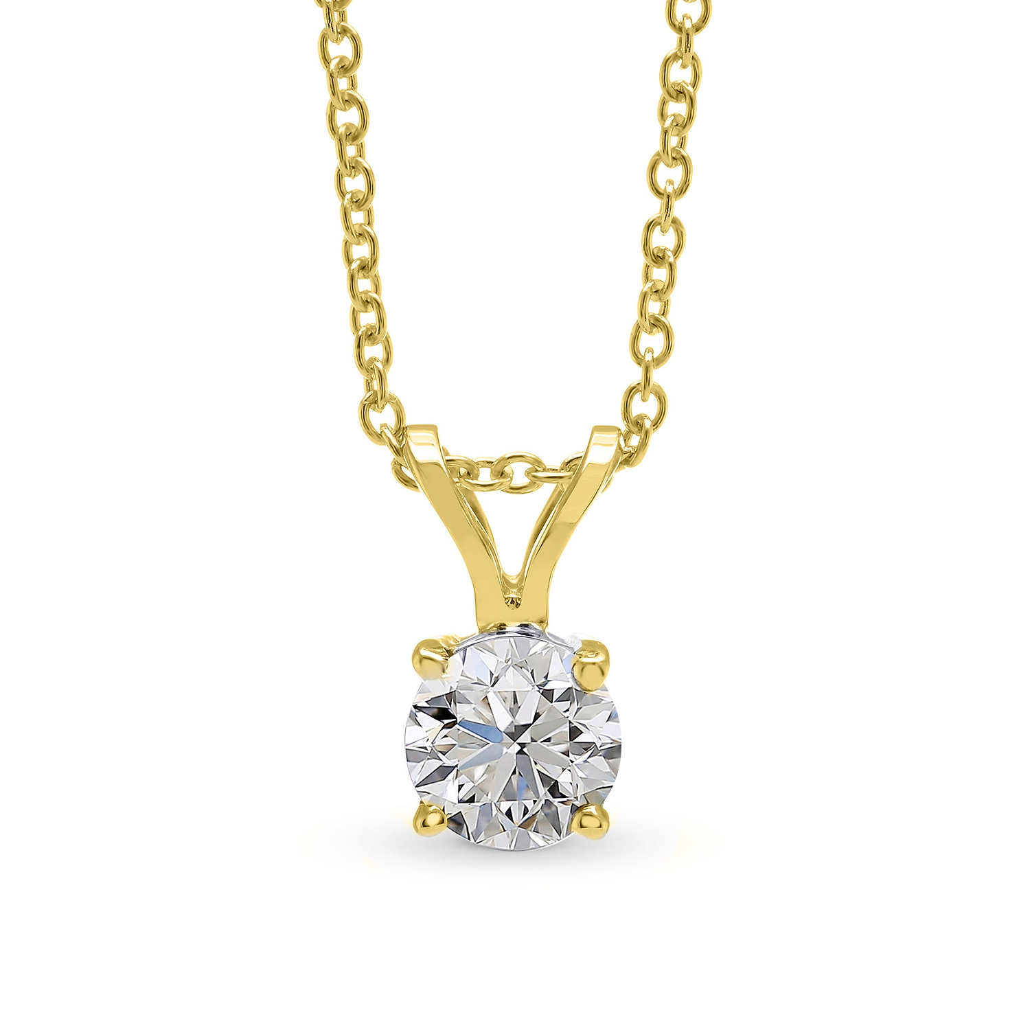 White Round Diamond Solitaire Pendant - 2