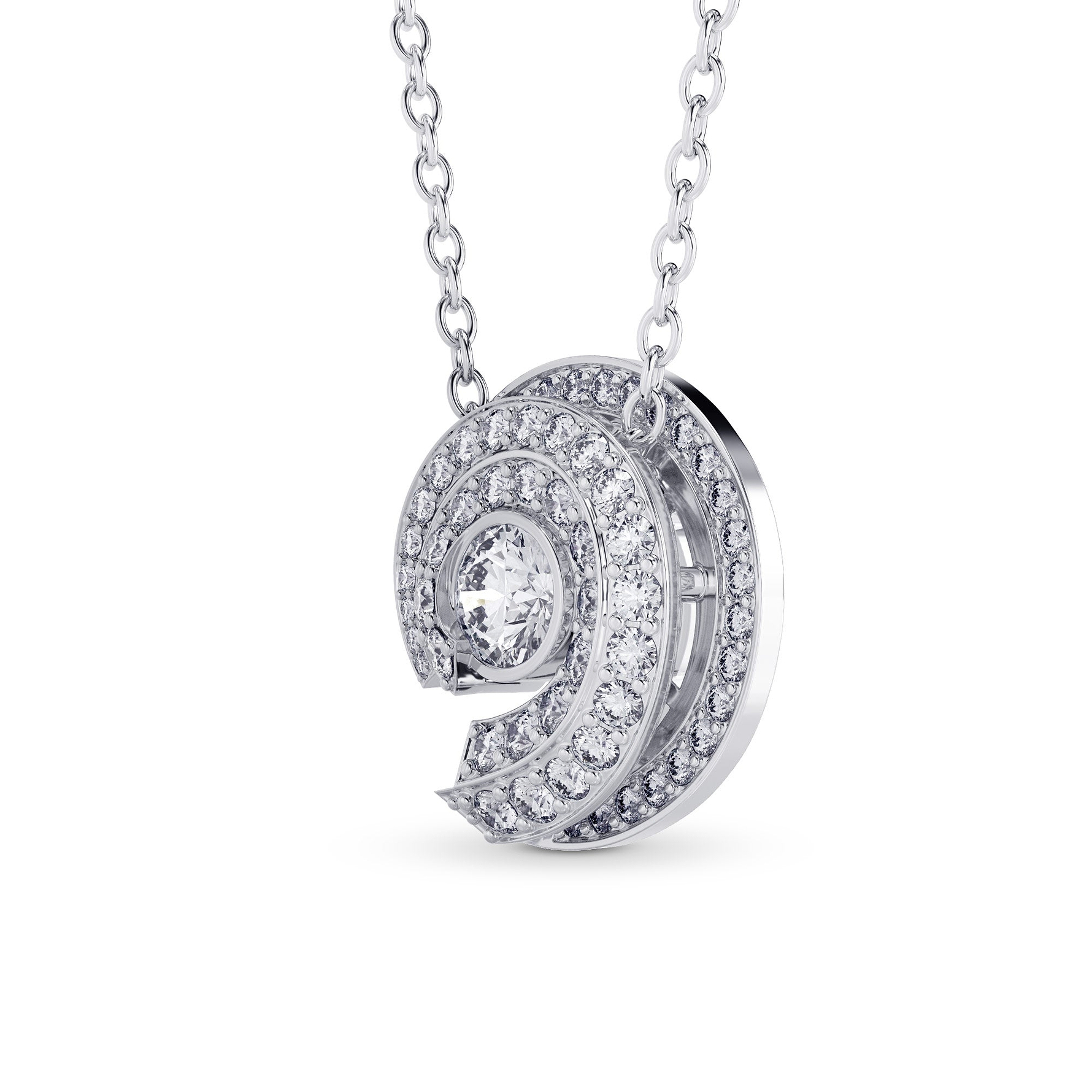 Spiral Round Diamond Pendant - 2