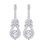 Round Brilliant Halo Diamond Drop Earrings