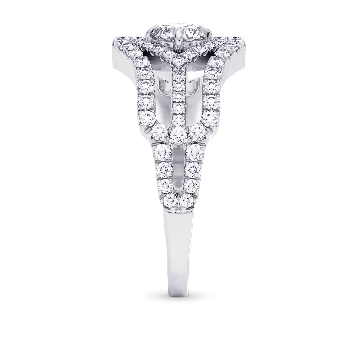 Colorless Round Brilliant Diamond Halo Ring - 2