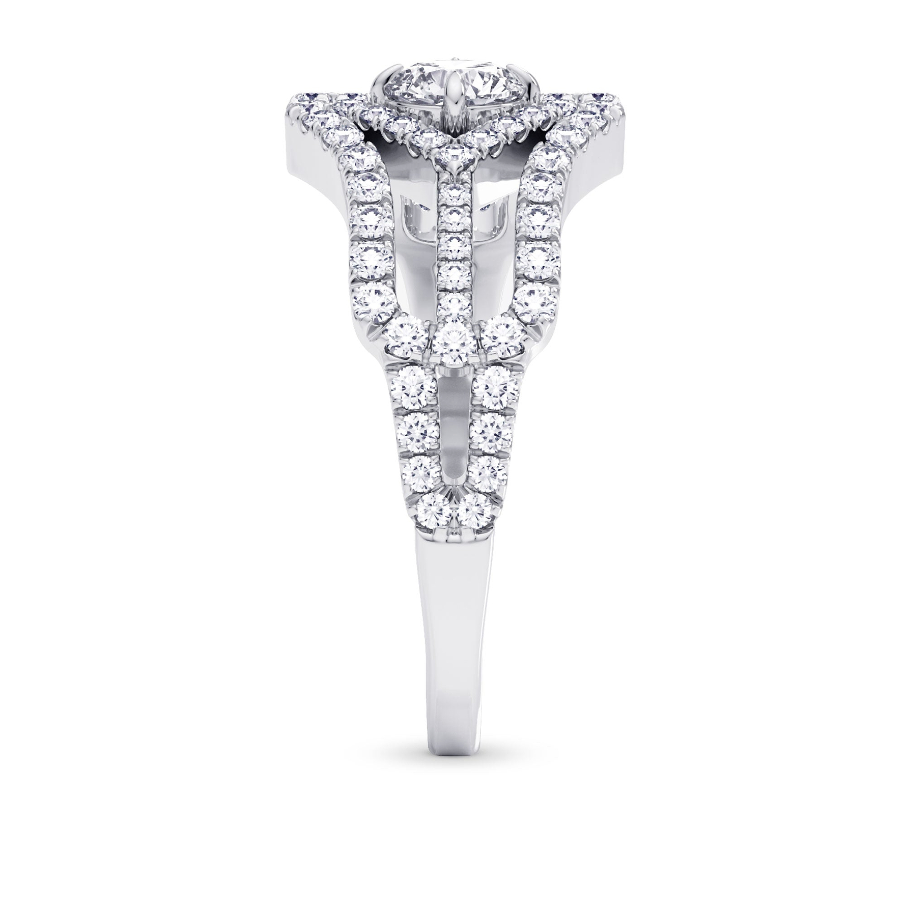 Colorless Round Brilliant Diamond Halo Ring - 2