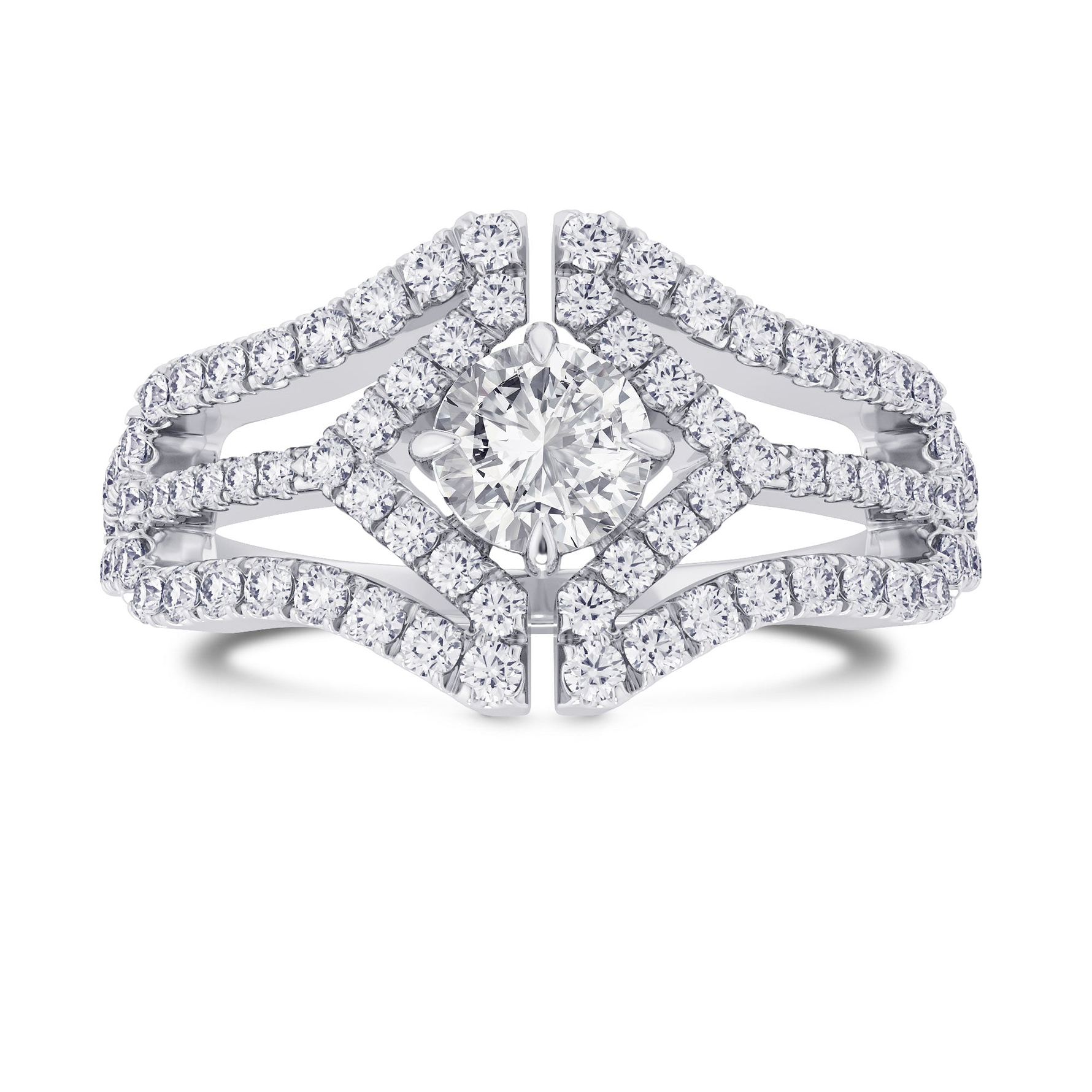 Colorless Round Brilliant Diamond Halo Ring
