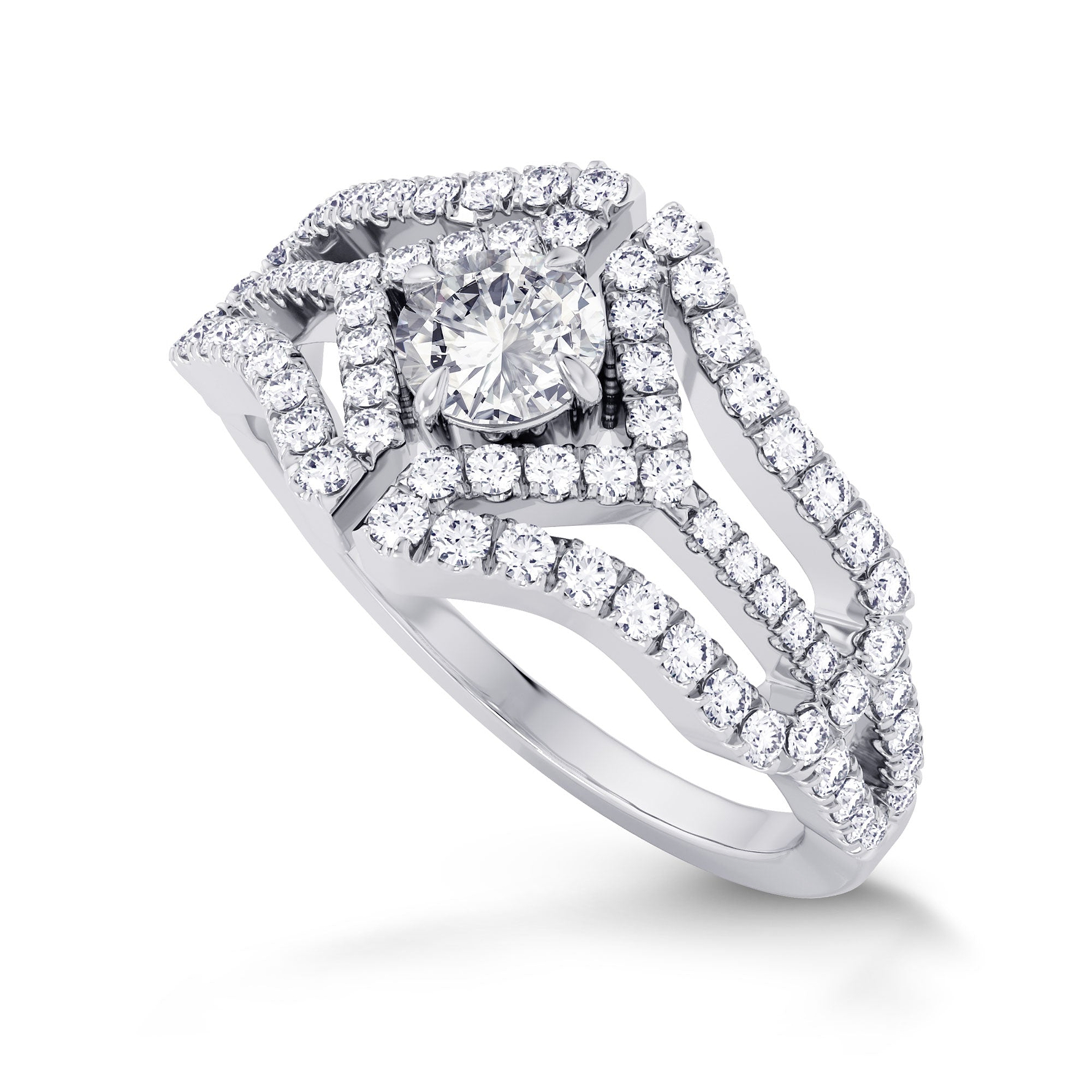 Colorless Round Brilliant Diamond Halo Ring - 3