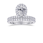 Pear Shaped Halo Diamond Engagement Ring & Wedding Band Set