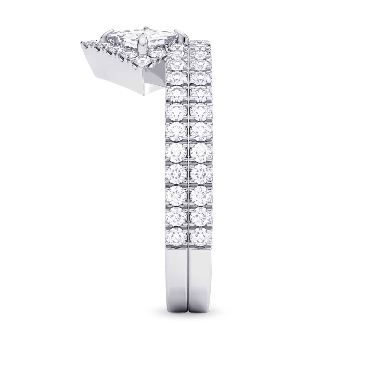 Princess Cut Halo Diamond Engagement Ring & Wedding Band Set - 2
