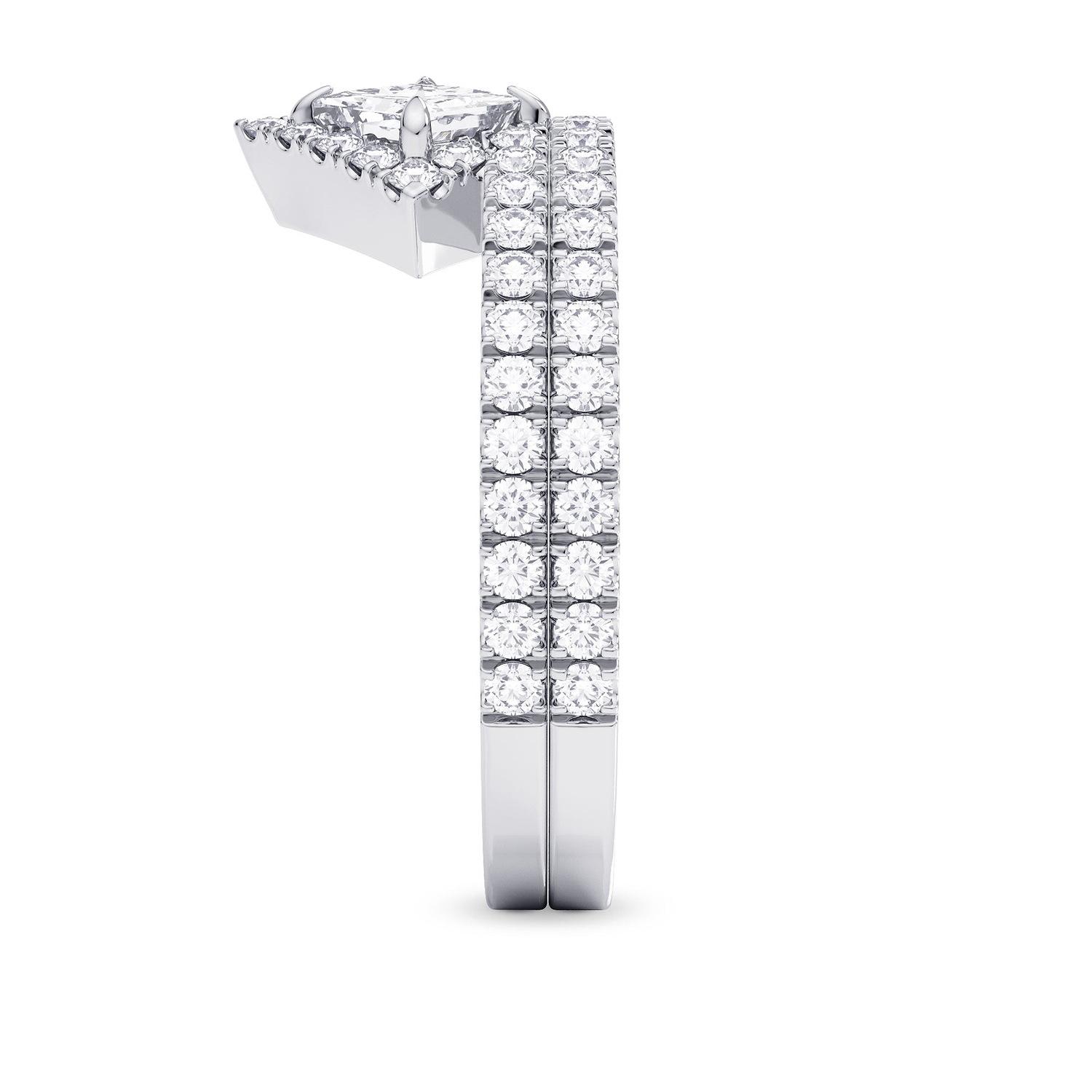 Princess Cut Halo Diamond Engagement Ring & Wedding Band Set - 2