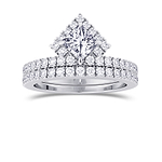 Princess Cut Halo Diamond Engagement Ring & Wedding Band Set