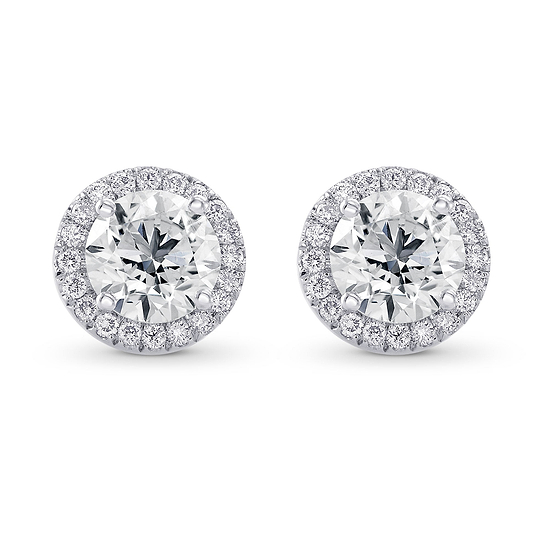 Round Brilliant GIA Diamond Halo Earrings