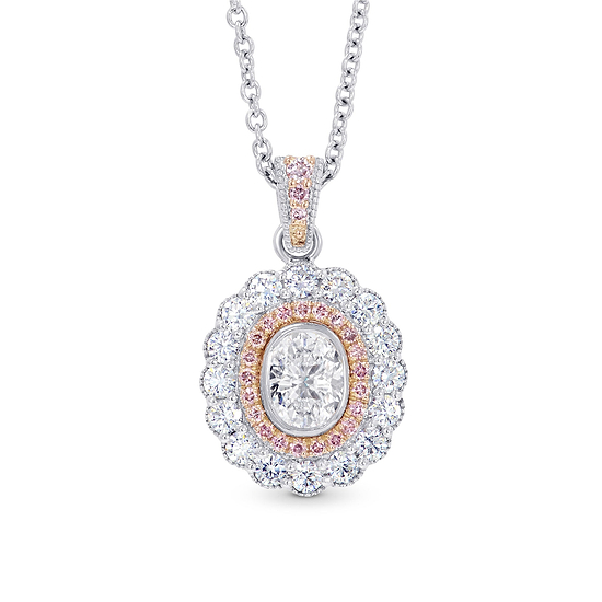 Oval Diamond Scalloped Halo Pendant