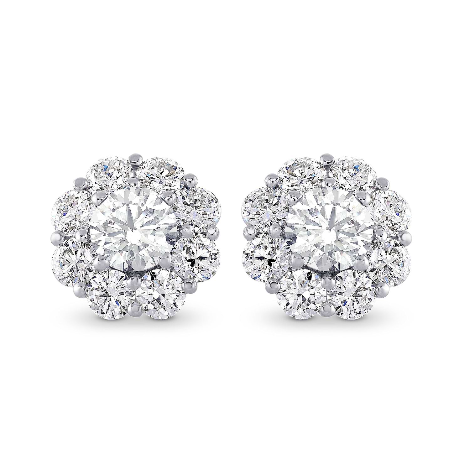 Round Brilliant Diamond Halo Earrings