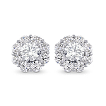 Round Brilliant Diamond Halo Earrings