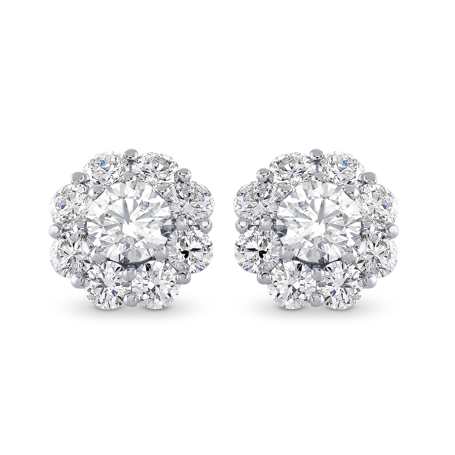 Round Brilliant Diamond Halo Earrings