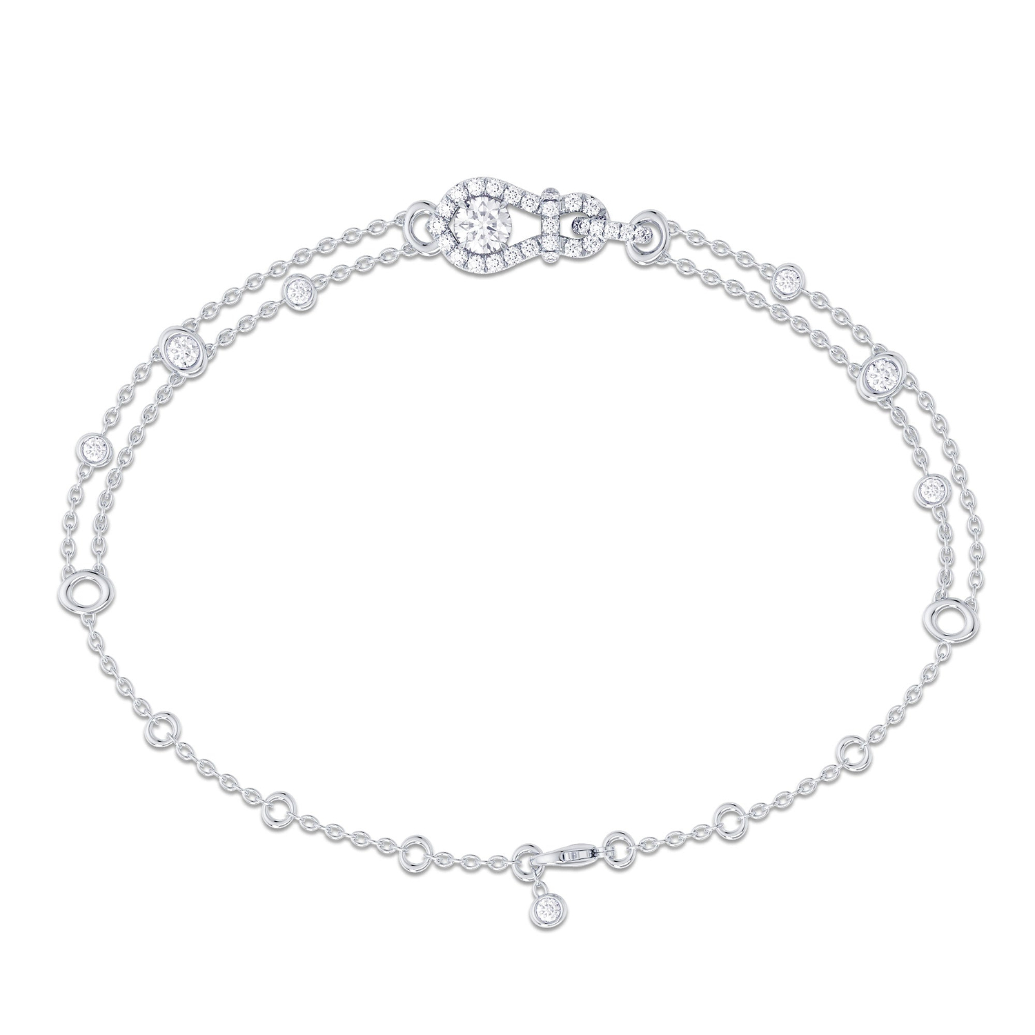 Round Brilliant Open Pave  Diamond Bracelet - 2