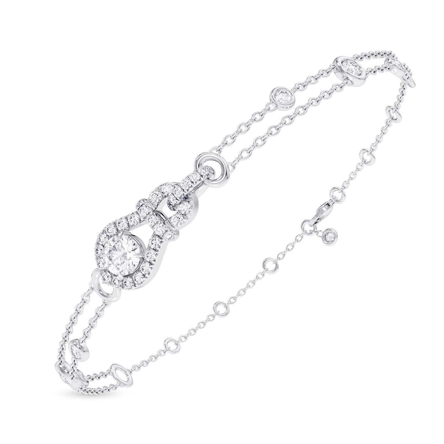 Round Brilliant Open Pave Diamond Bracelet