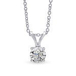 White Round Diamond Solitaire Pendant