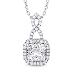 1.50ct  GIA Cushion Diamond Halo & Drop Pendant