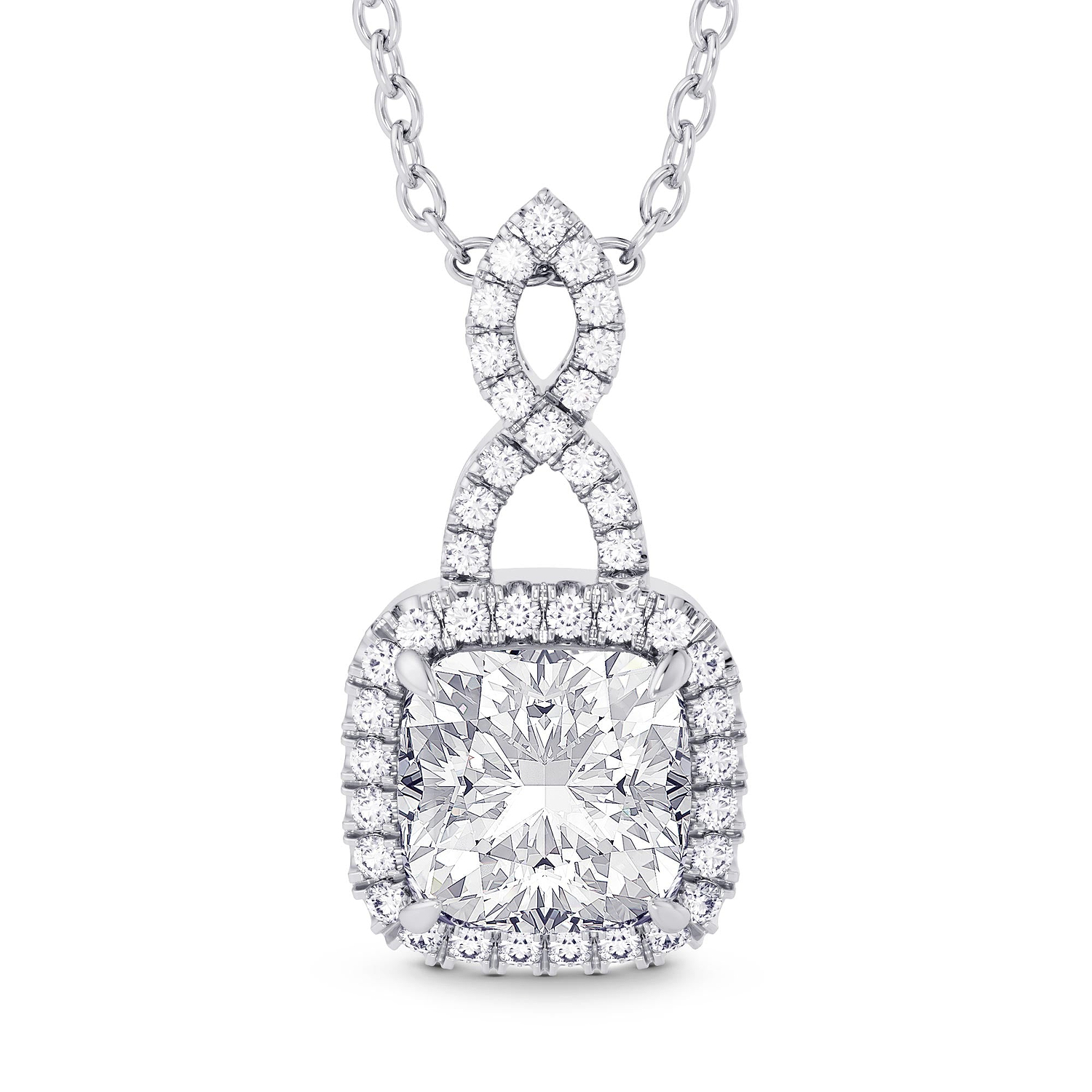 1.50ct  GIA Cushion Diamond Halo & Drop Pendant