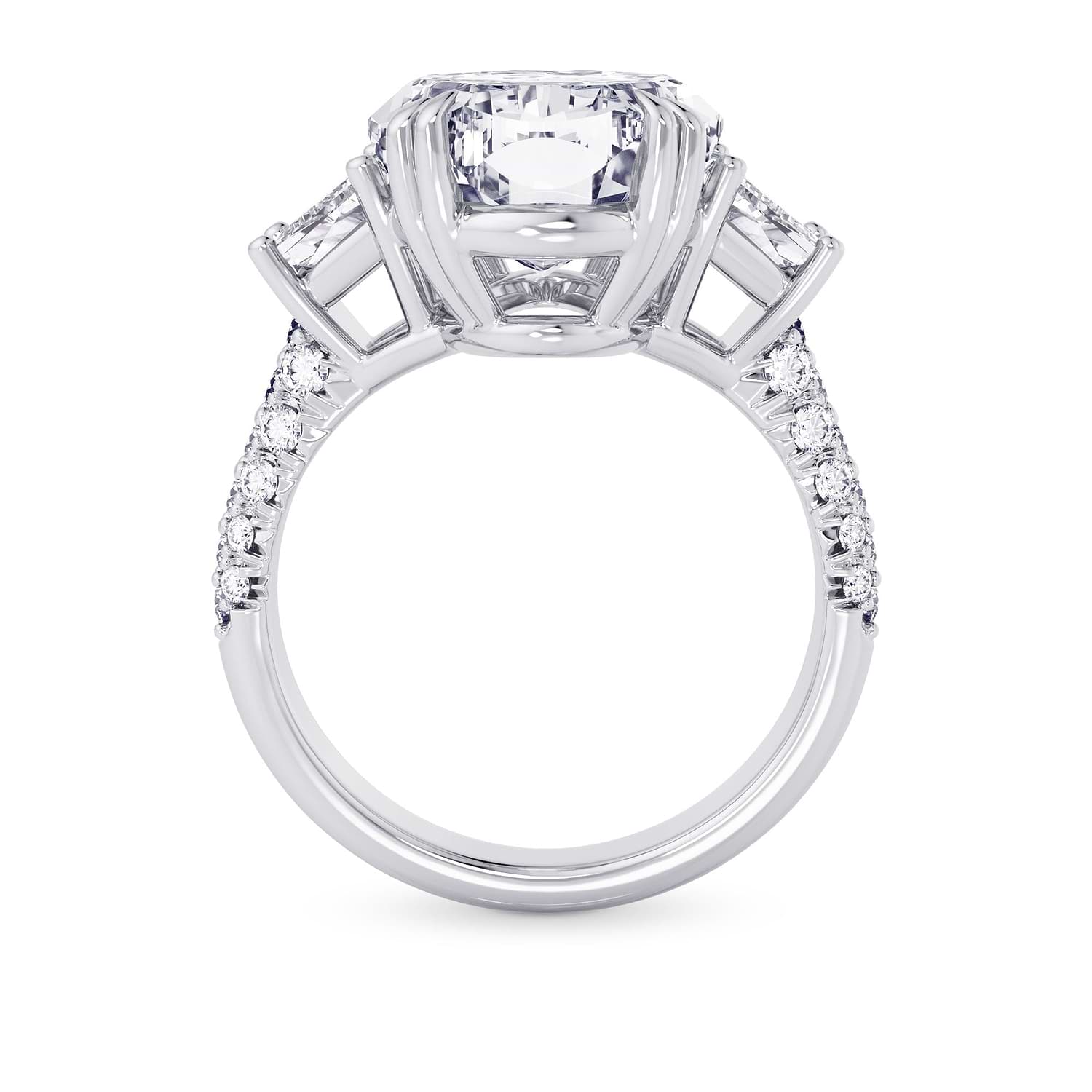 Oval and Trapezoid Diamond Side-stone Ring - 2