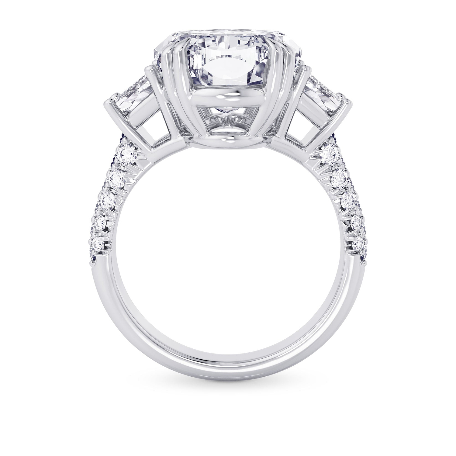 Oval and Trapezoid Diamond Side-stone Ring - 2