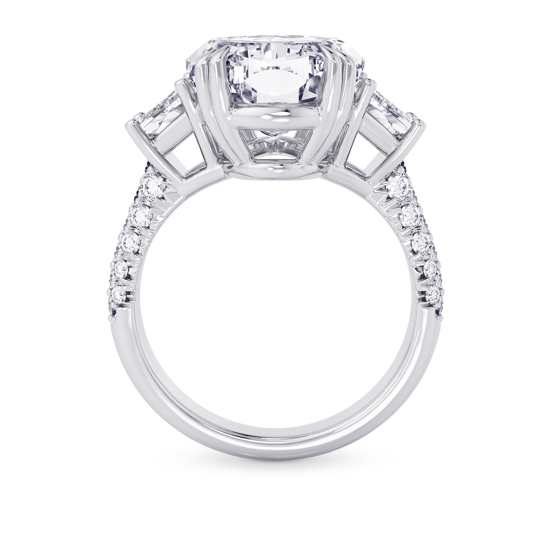 Oval and Trapezoid Diamond Side-stone Ring - 2