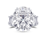Oval and Trapezoid Diamond Side-stone Ring