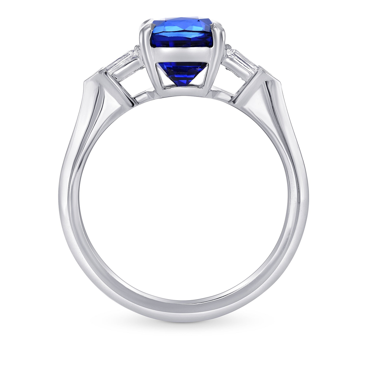 Royal Blue Sapphire Cushion & Diamond Engagement Ring