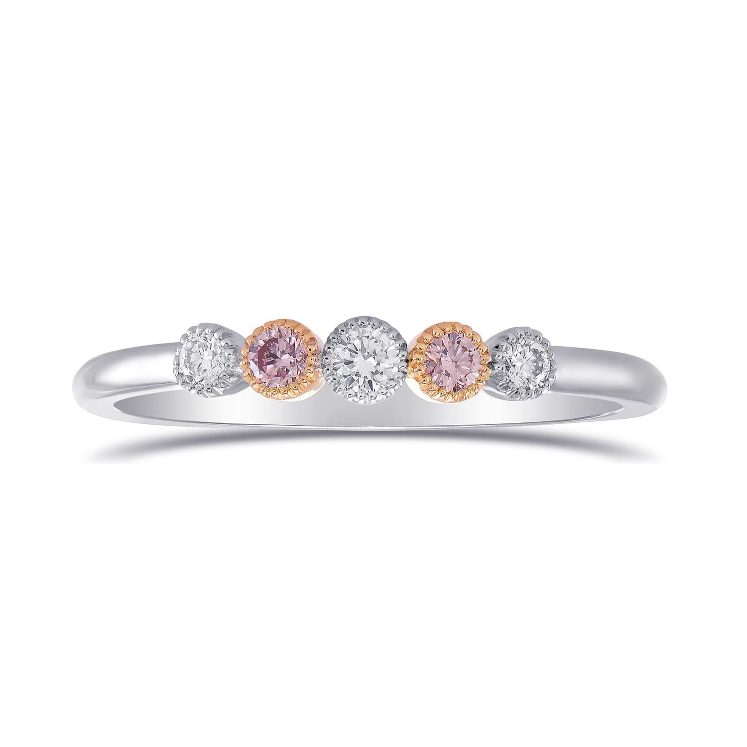 Five Stone Pink & White Diamond Band Ring
