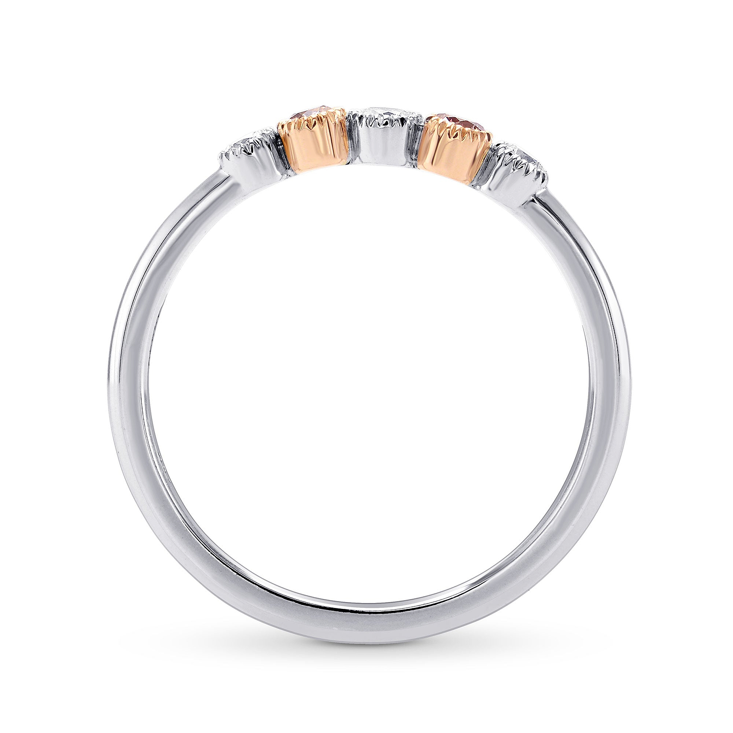 Five Stone Pink & White Diamond Band Ring