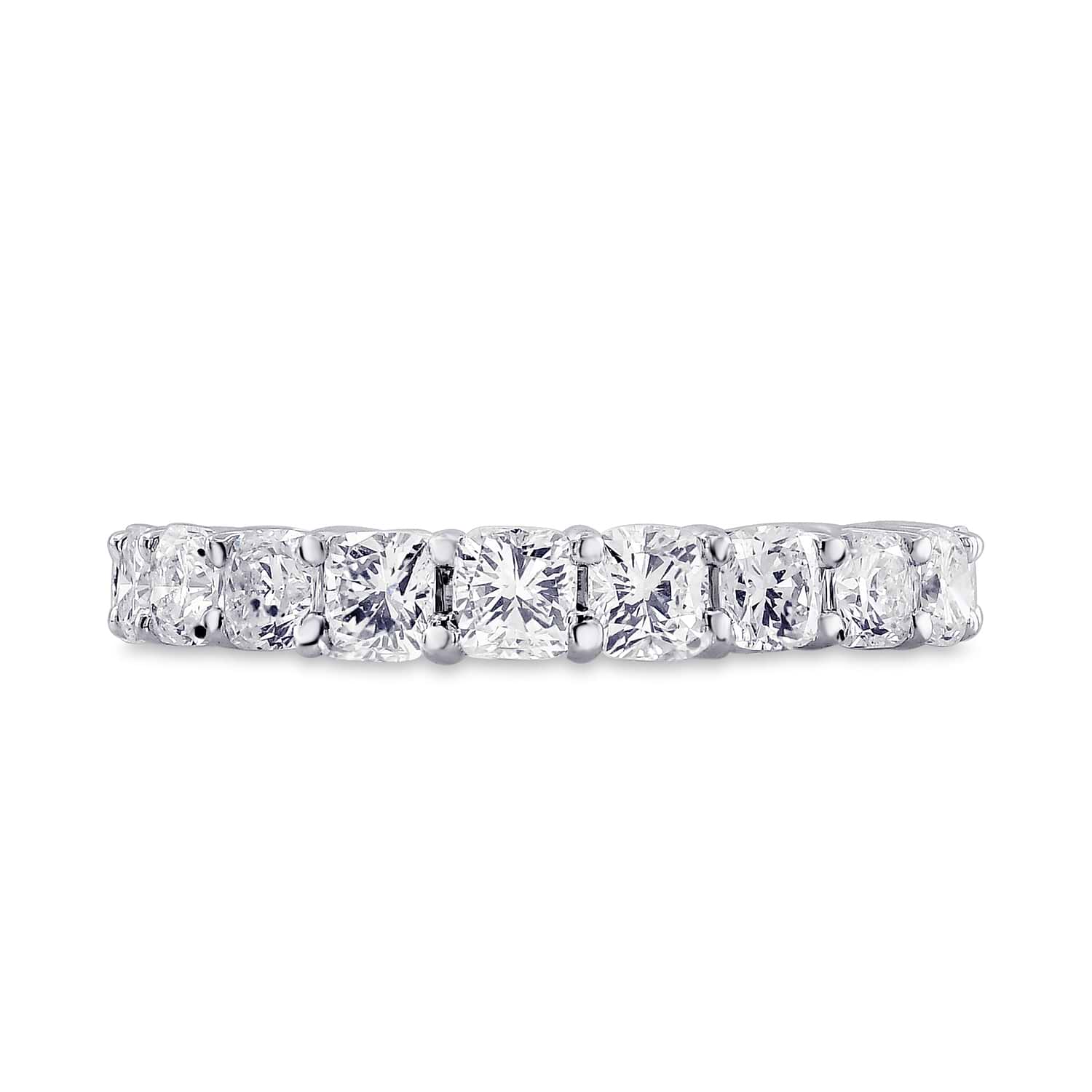 Platinum Cushion-Cut Diamond Full Eternity Band Ring