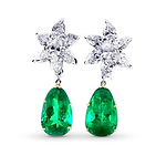 Colombian Emerald & Diamonds Drop Earrings GUBELIN GIA