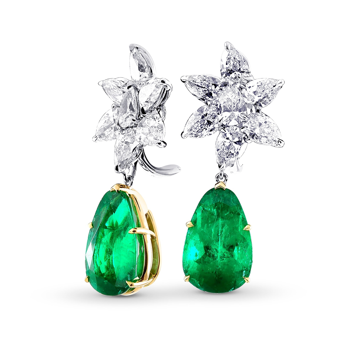 Colombian Emerald & Diamonds Drop Earrings GUBELIN GIA - 2