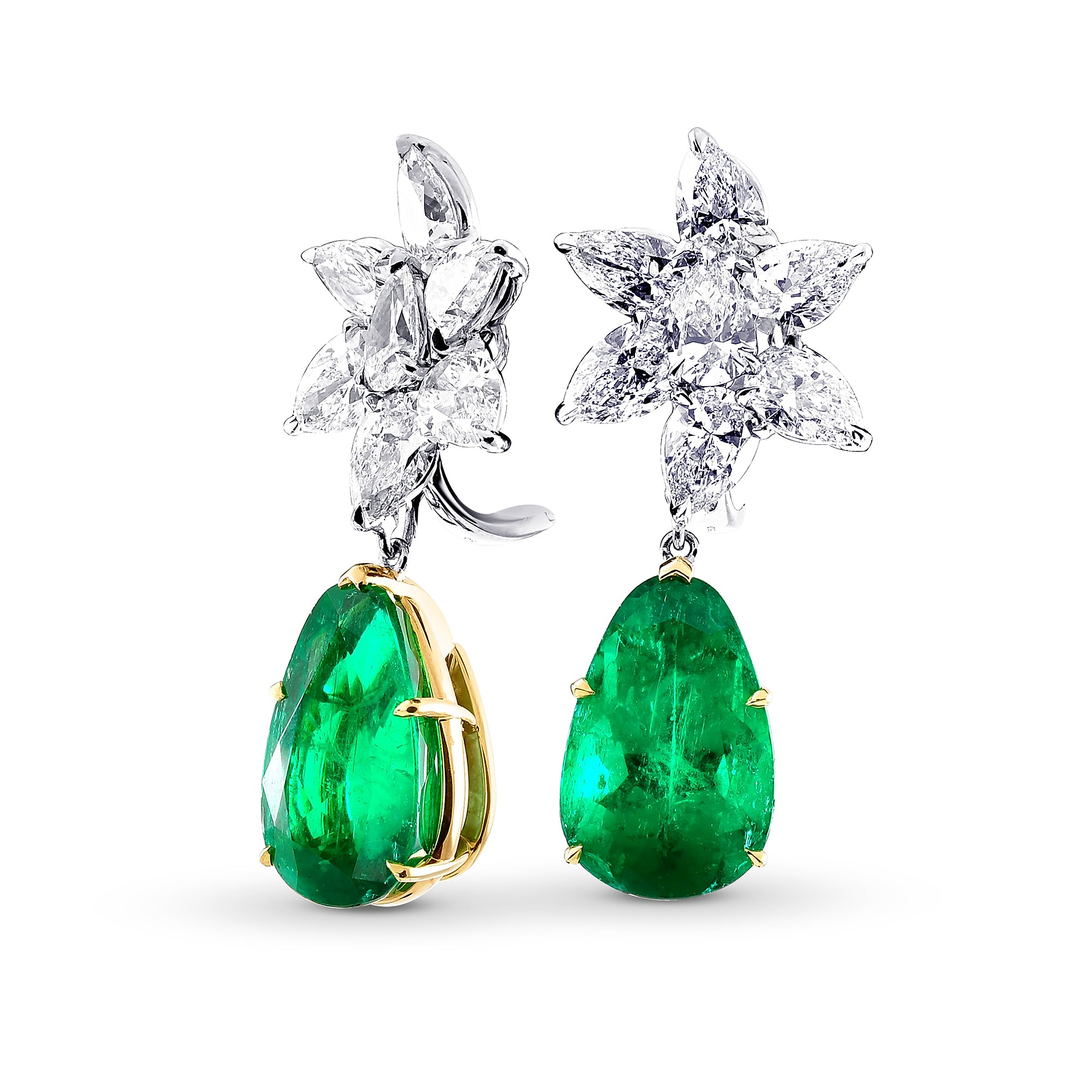 Colombian Emerald & Diamonds Drop Earrings GUBELIN GIA - 2