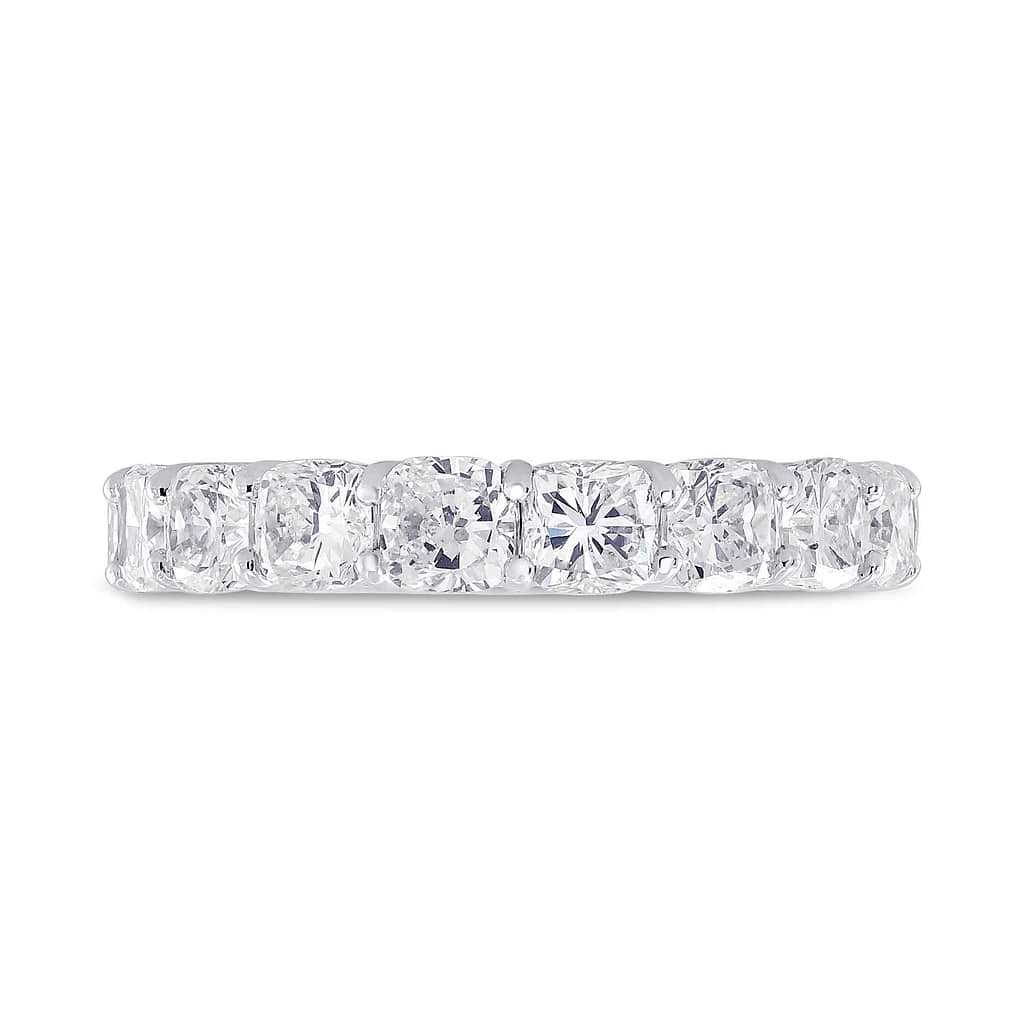 Platinum Cushion-Cut Diamond Full Eternity Band Ring