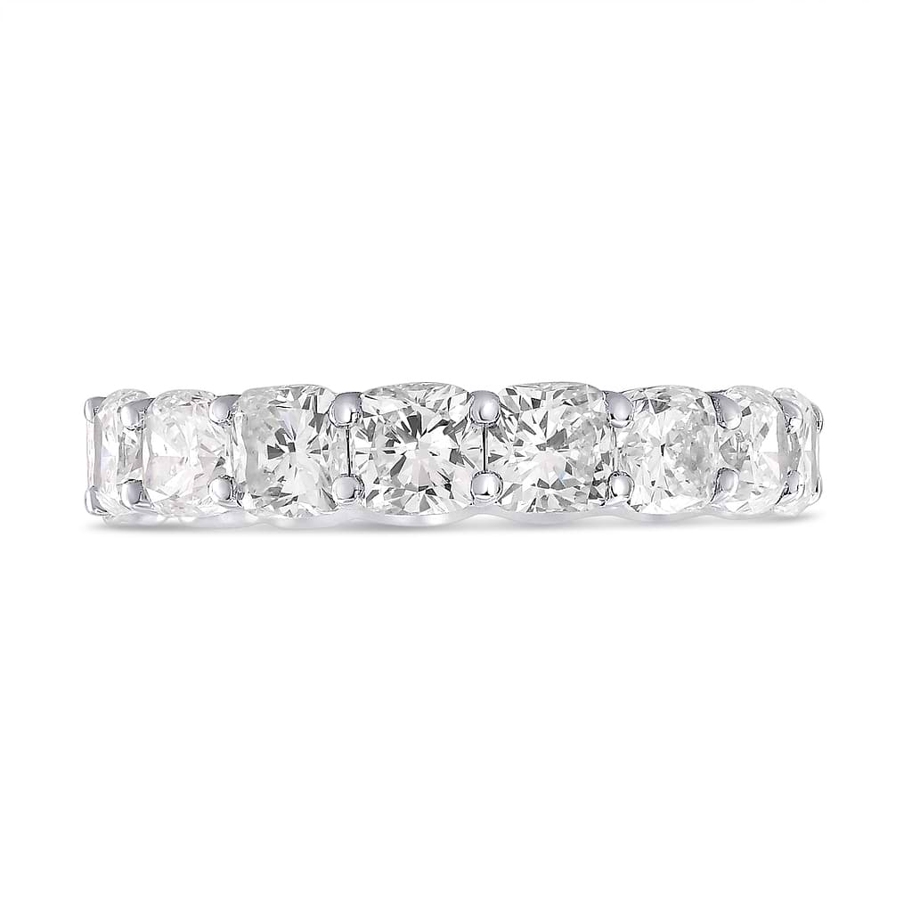 Platinum Cushion-Cut Diamond Full Eternity Band Ring