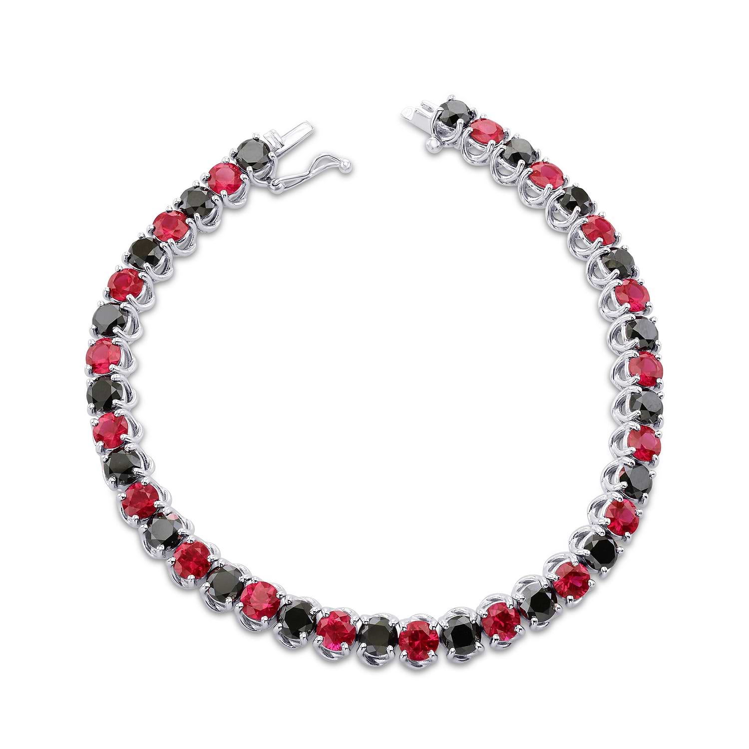 Black Diamond & Red Ruby Tennis Bracelet - 2