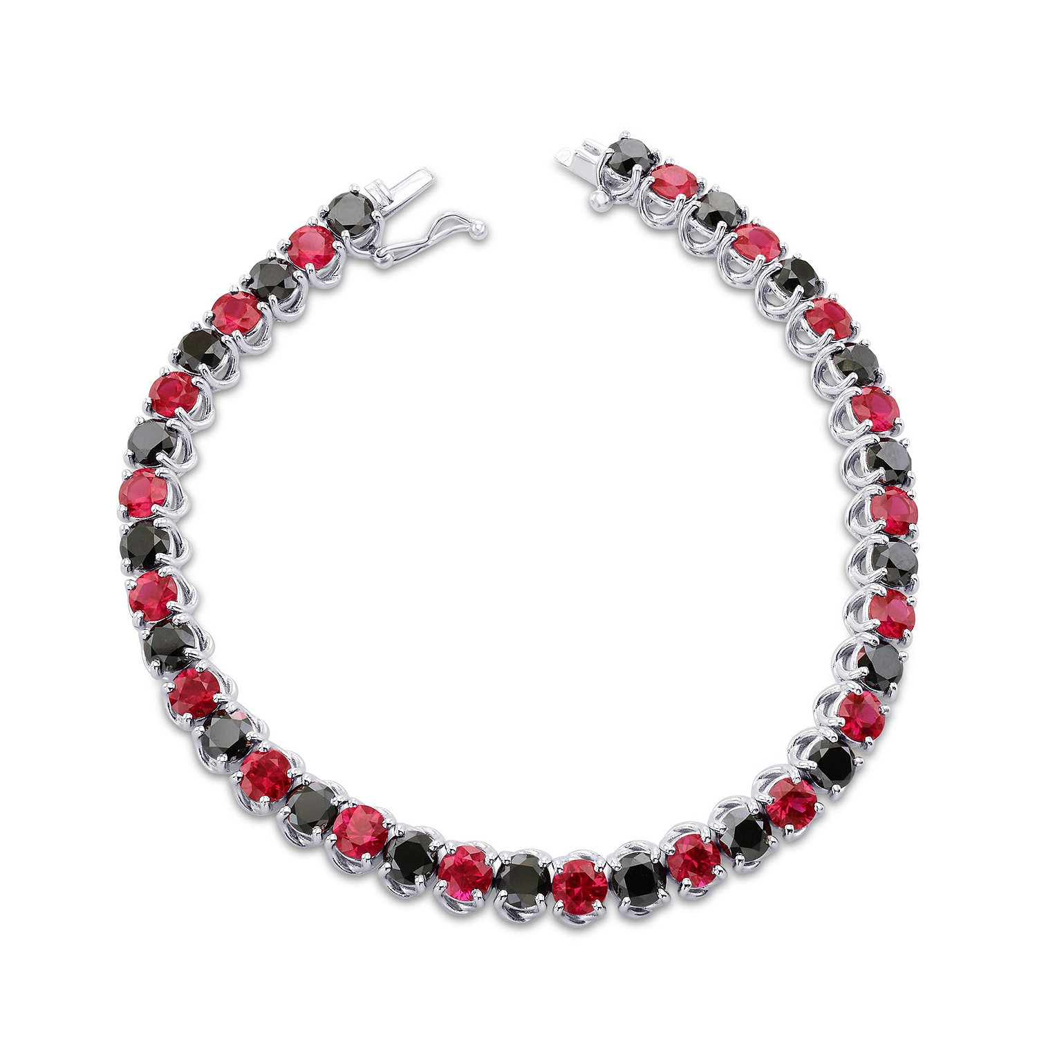 Black Diamond & Red Ruby Tennis Bracelet - 2